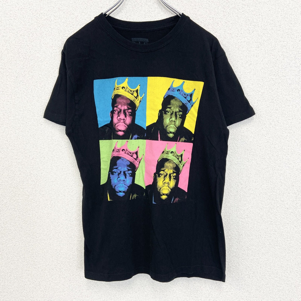 B.I.G.　半袖プリントTシャツ　クルーネック　グラフィックT　カジュアルデザイン　レトロ　黒　ブラック　Mサイズ　古着