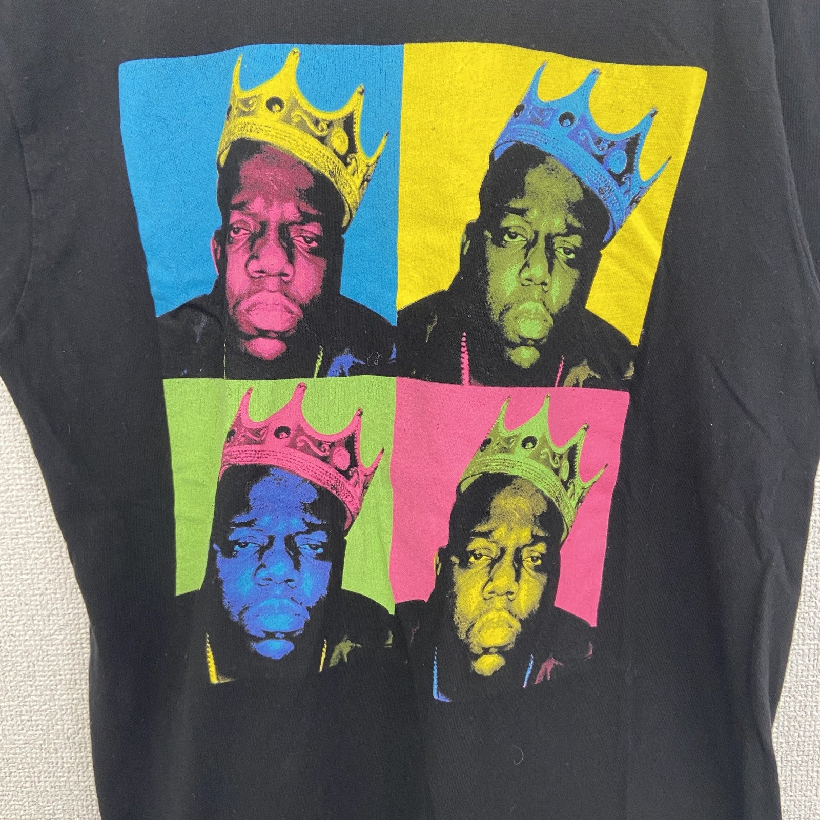 B.I.G.　半袖プリントTシャツ　クルーネック　グラフィックT　カジュアルデザイン　レトロ　黒　ブラック　Mサイズ　古着