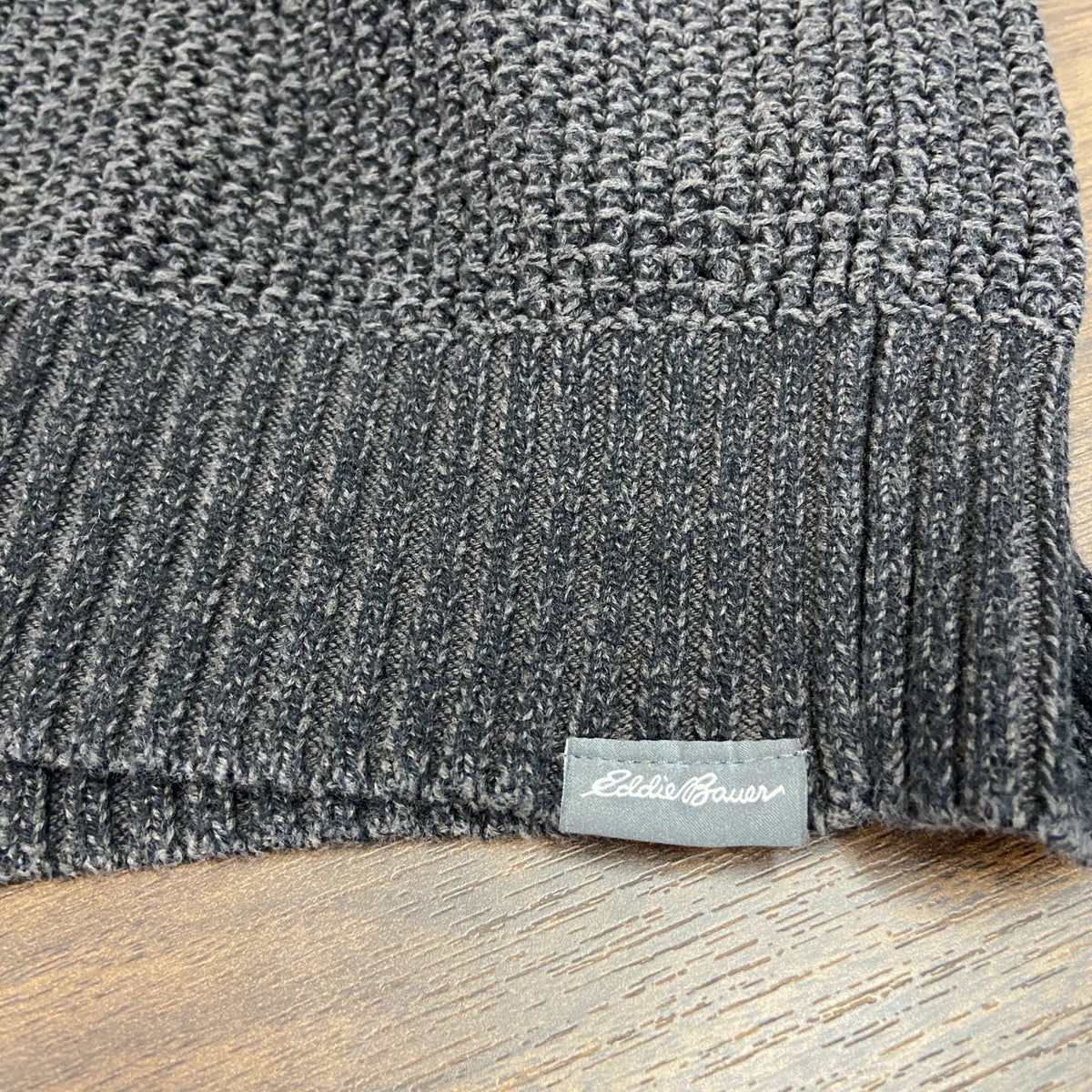 Eddie Bauer　エディーバウアー　ハーフジップニットセーター　焦げ茶　ダークブラウン　XLサイズ メンズ コットン 古着