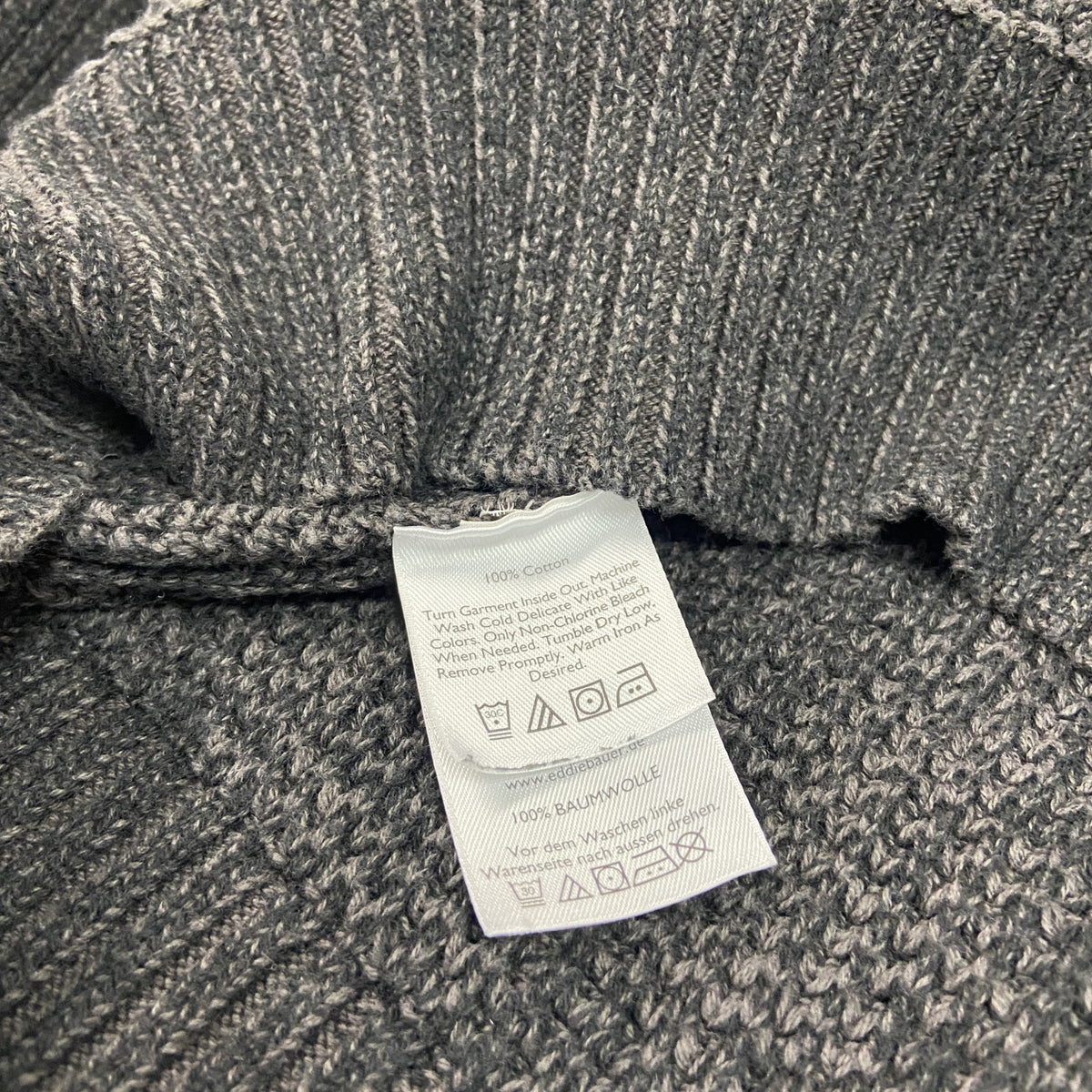 Eddie Bauer　エディーバウアー　ハーフジップニットセーター　焦げ茶　ダークブラウン　XLサイズ メンズ コットン 古着