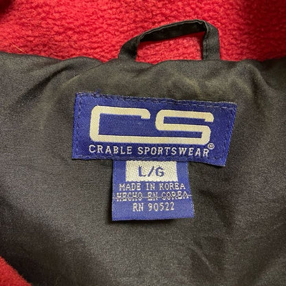 古着 used　CRABLESPORTSWEAR　長袖ジップアップワンポイント刺繡ジャケット　ブルゾン　黒　赤　秋冬服　Lサイズ