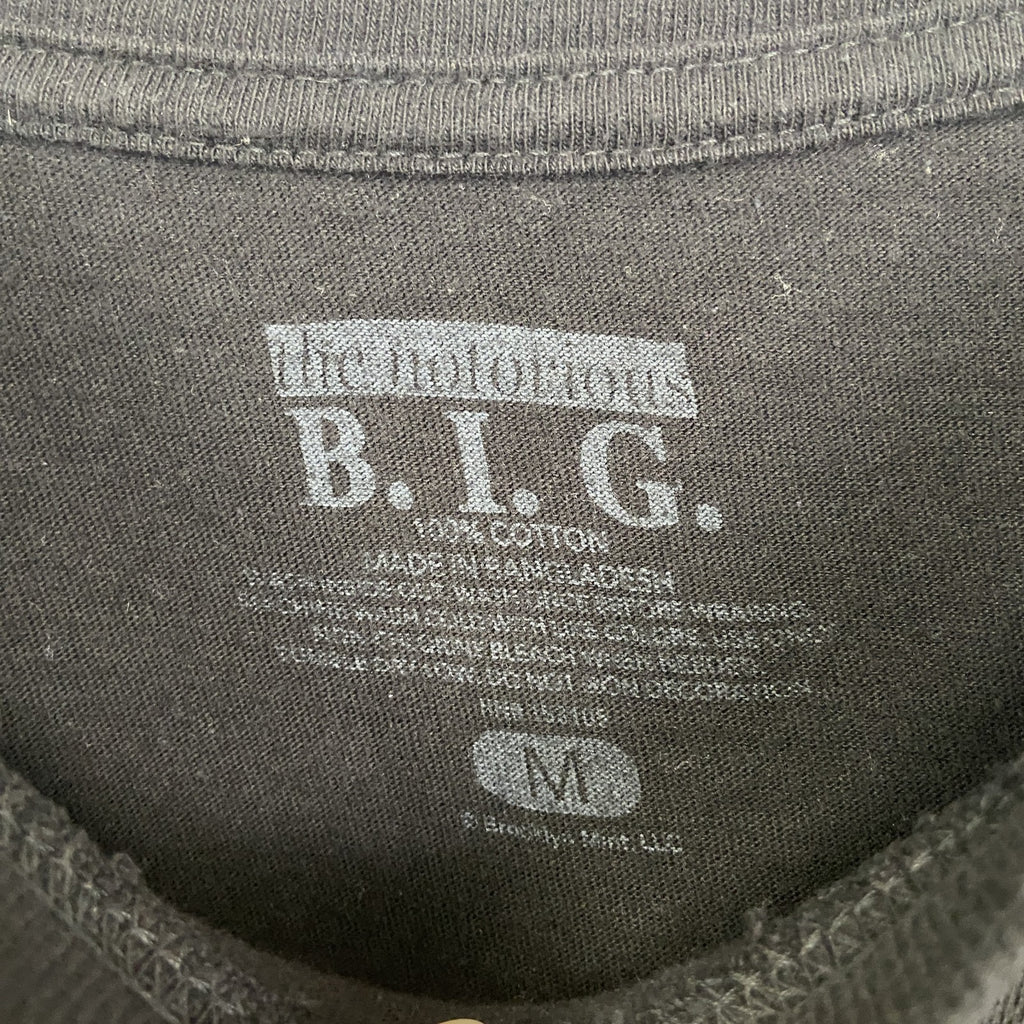 B.I.G.　半袖プリントTシャツ　クルーネック　グラフィックT　カジュアルデザイン　レトロ　黒　ブラック　Mサイズ　古着