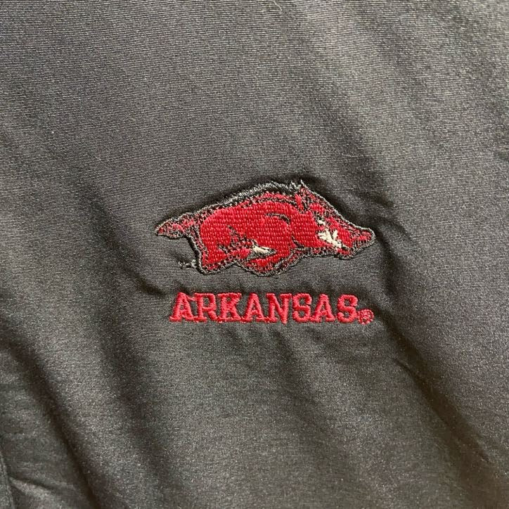 ～90s　CRABLE SPORTSWEAR　フリースジャケット　ARKANSAS　黒　ブラック　赤　レッド　Lサイズ　　ヴィンテージ　古着