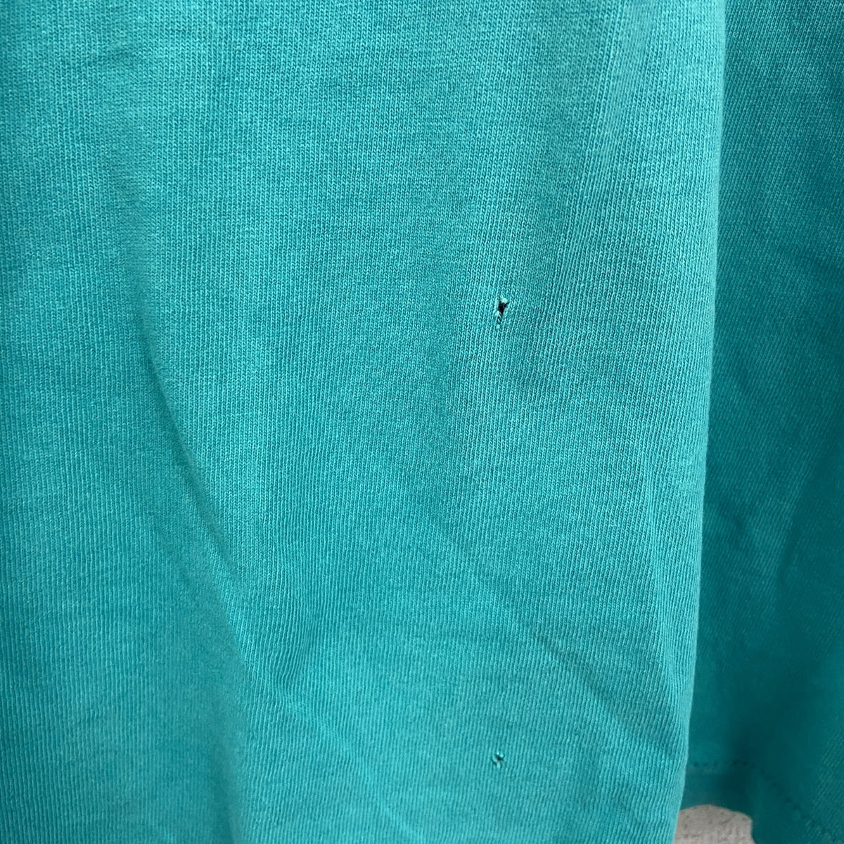 90s　FRUIT OF THE LOOM　フルーツオブザルーム　半袖プリントTシャツ　ピクトグラム　企業　エメラルドグリーン　XLサイズ カットソー メンズ コットン 古着