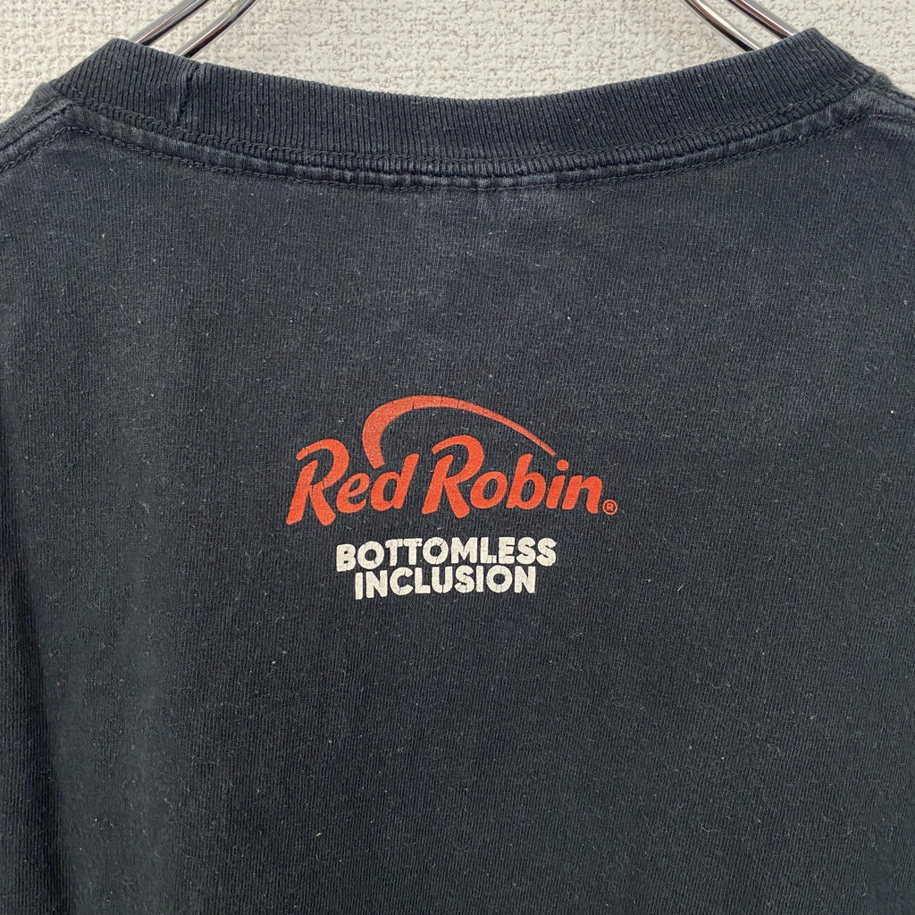 PORT&COMPANY　半袖デザインプリントTシャツ　ハンバーガー　Red Robin　黒　ブラック　Lサイズ　古着