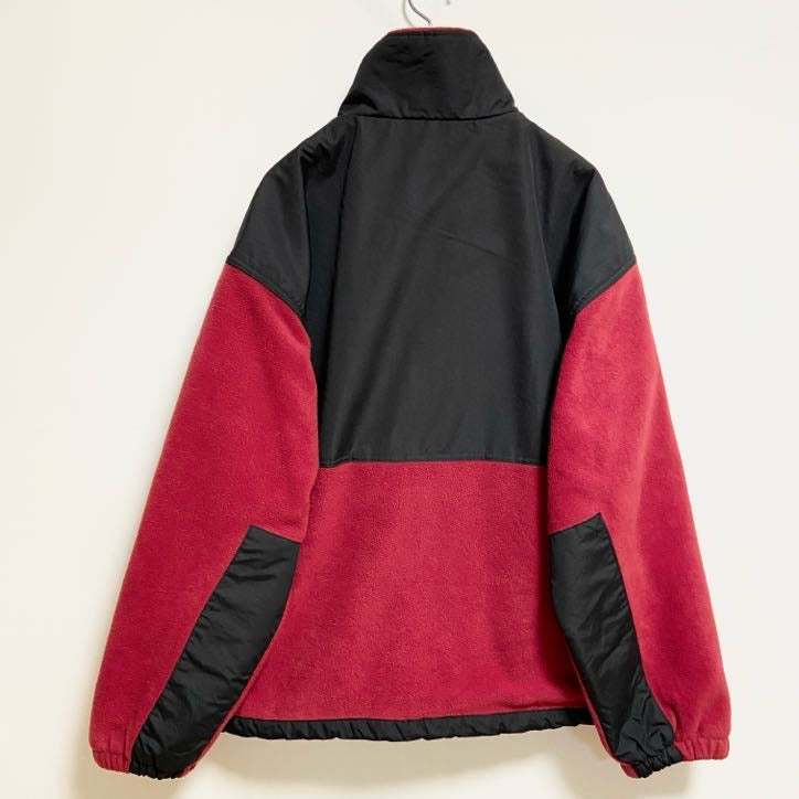 ～90s　CRABLE SPORTSWEAR　フリースジャケット　ARKANSAS　黒　ブラック　赤　レッド　Lサイズ　　ヴィンテージ　古着