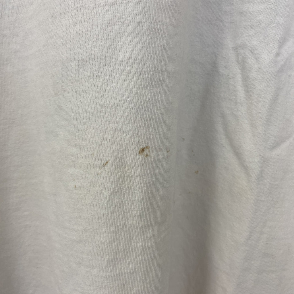 　ヴィンテージ　古着 used　半袖プリントTシャツ　ホワイト　白　カジュアルデザイン　クルーネック　シングルステッチ　90s　レトロ　Lサイズ