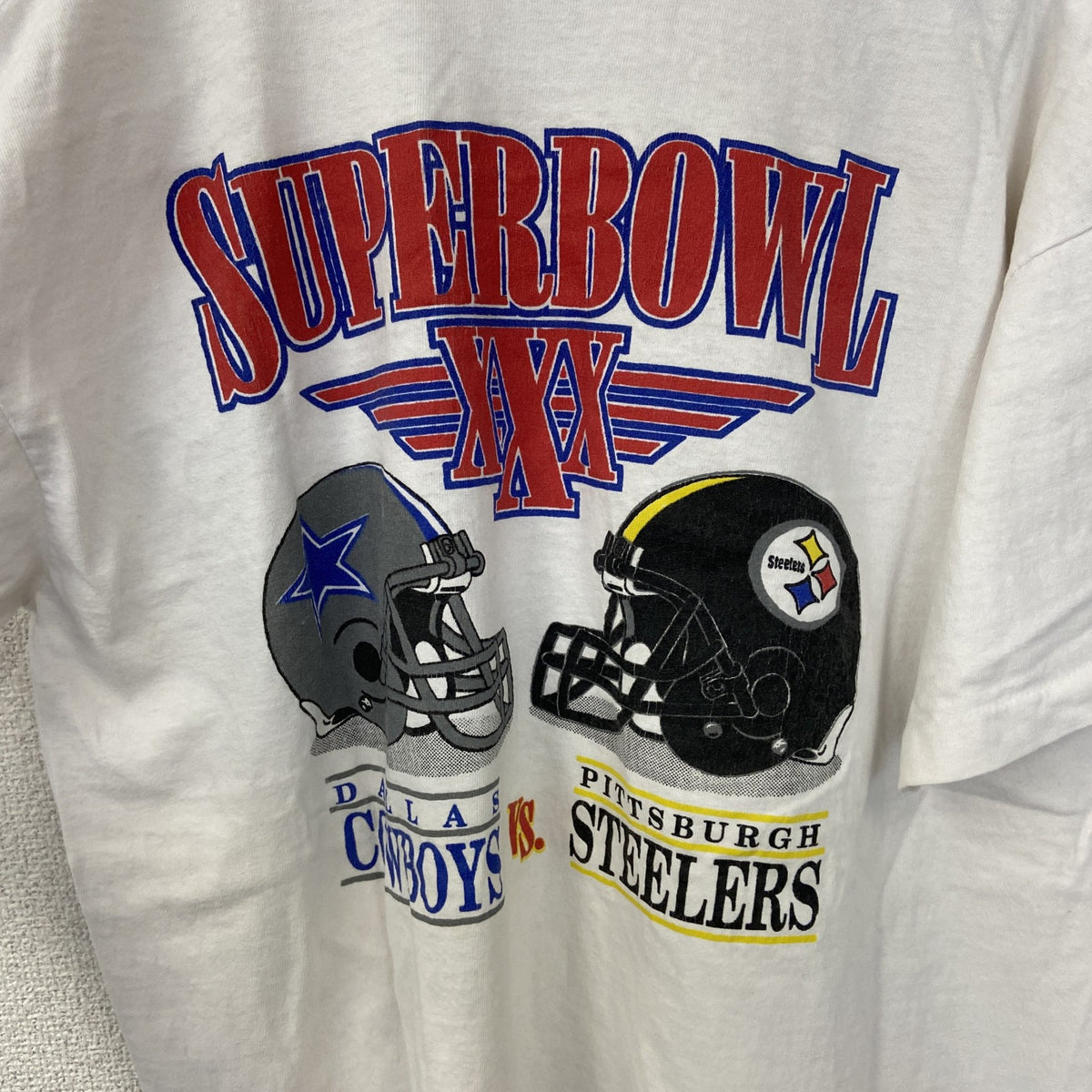 　ヴィンテージ　古着 used　半袖プリントTシャツ　ホワイト　白　カジュアルデザイン　クルーネック　シングルステッチ　90s　レトロ　Lサイズ