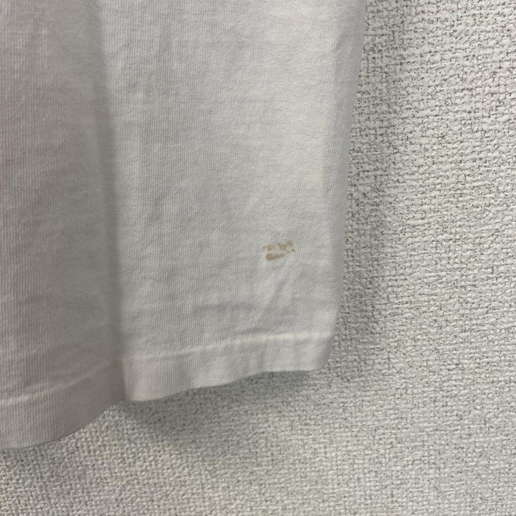 　ヴィンテージ　古着 used　半袖プリントTシャツ　ホワイト　白　カジュアルデザイン　クルーネック　シングルステッチ　90s　レトロ　Lサイズ