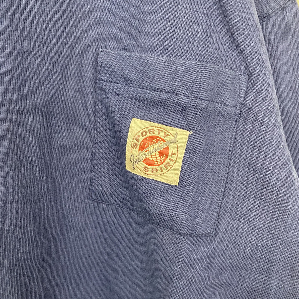 PILGRIM　ピルグリム　半袖プリントTシャツ　青　ブルー　SPORTY　カジュアルデザイン　クルーネック　Mサイズ　古着