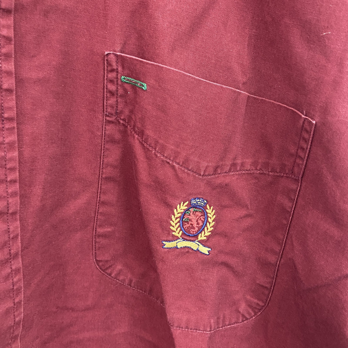 90s　TOMMY HILFIGER　トミーヒルフィガー　長袖シャツ　赤　レッド　XLサイズ　古着