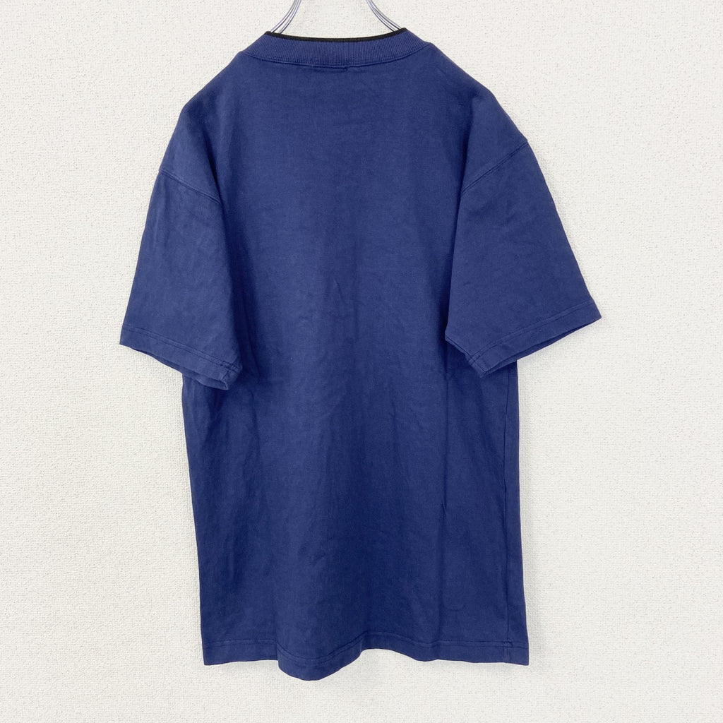 PILGRIM　ピルグリム　半袖プリントTシャツ　青　ブルー　SPORTY　カジュアルデザイン　クルーネック　Mサイズ　古着