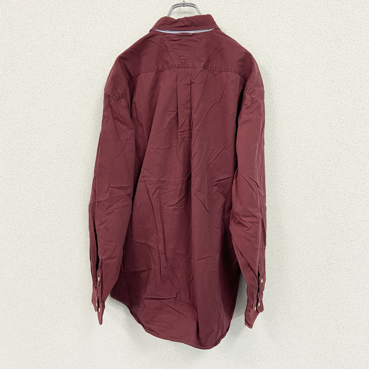 90s　TOMMY HILFIGER　トミーヒルフィガー　長袖シャツ　赤　レッド　XLサイズ　古着