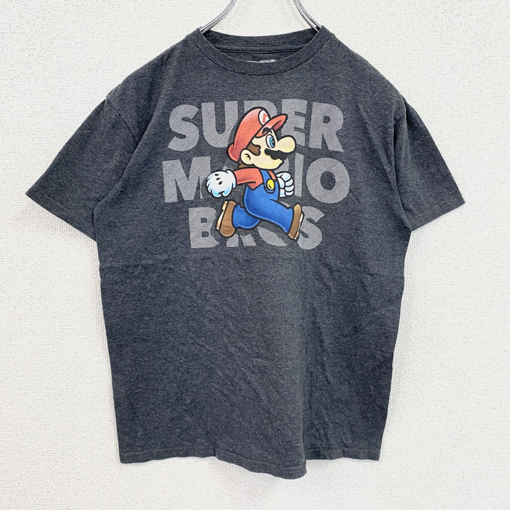 SUPER MARIO　スーパーマリオ　半袖プリントTシャツ　灰色　グレー　Mサイズ　古着