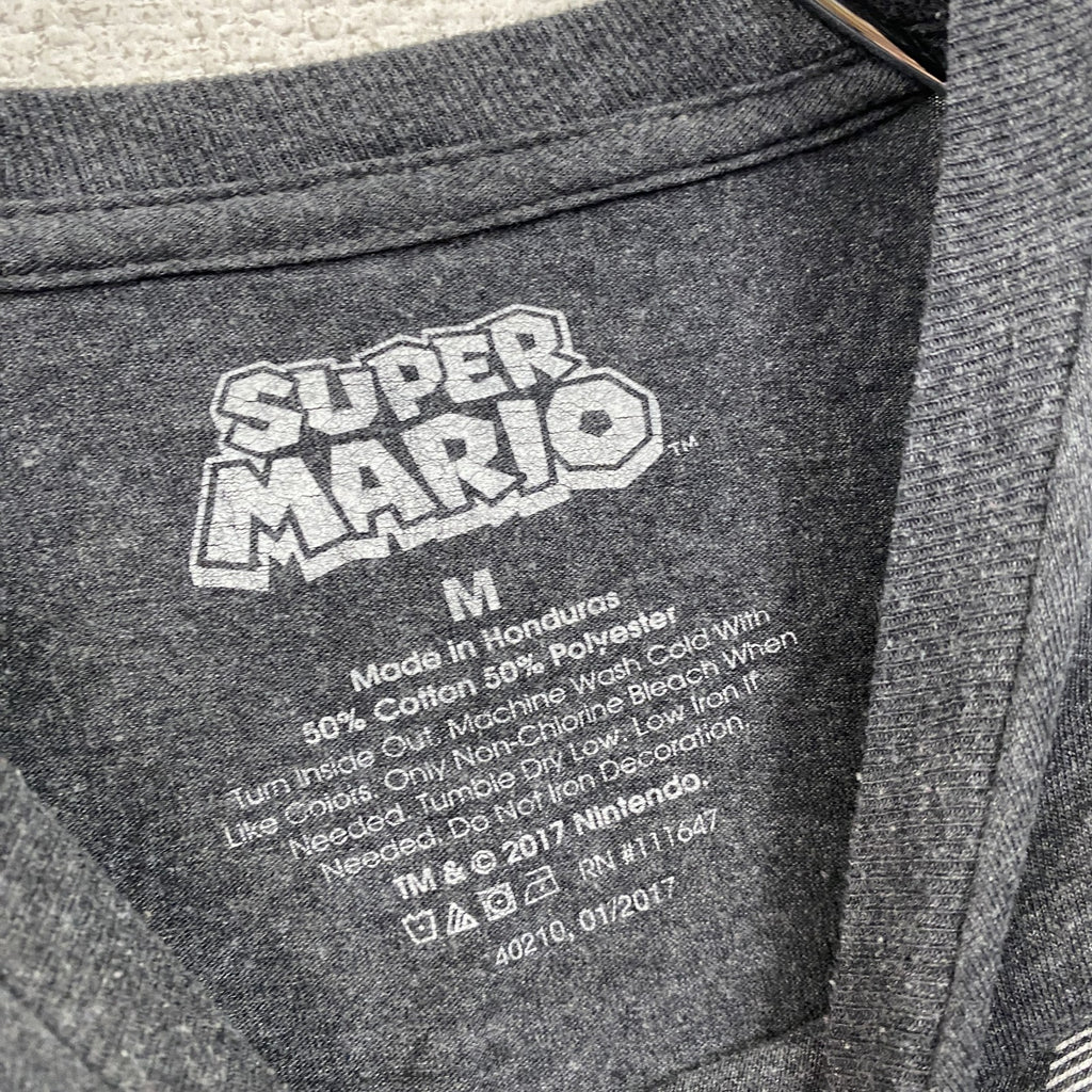 SUPER MARIO　スーパーマリオ　半袖プリントTシャツ　灰色　グレー　Mサイズ　古着
