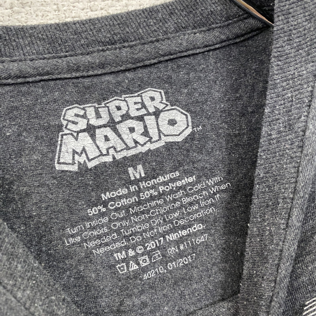 SUPER MARIO　スーパーマリオ　半袖プリントTシャツ　灰色　グレー　Mサイズ　古着