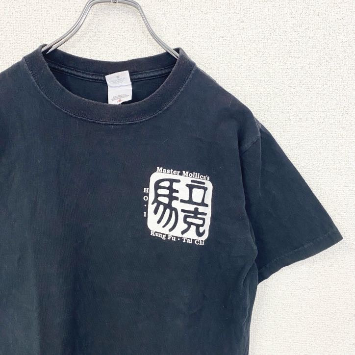 00s　anvil　アンヴィル　半袖プリントTシャツ　漢字プリント　ワンポイント　英字プリント　ヴィンテージ　黒　ブラック　Sサイズ　古着