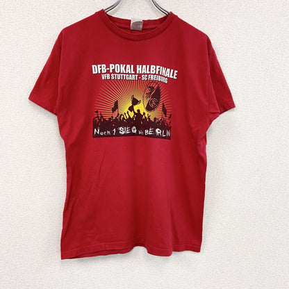 B&C　半袖プリントTシャツ　サッカー　赤　レッド　Mサイズ