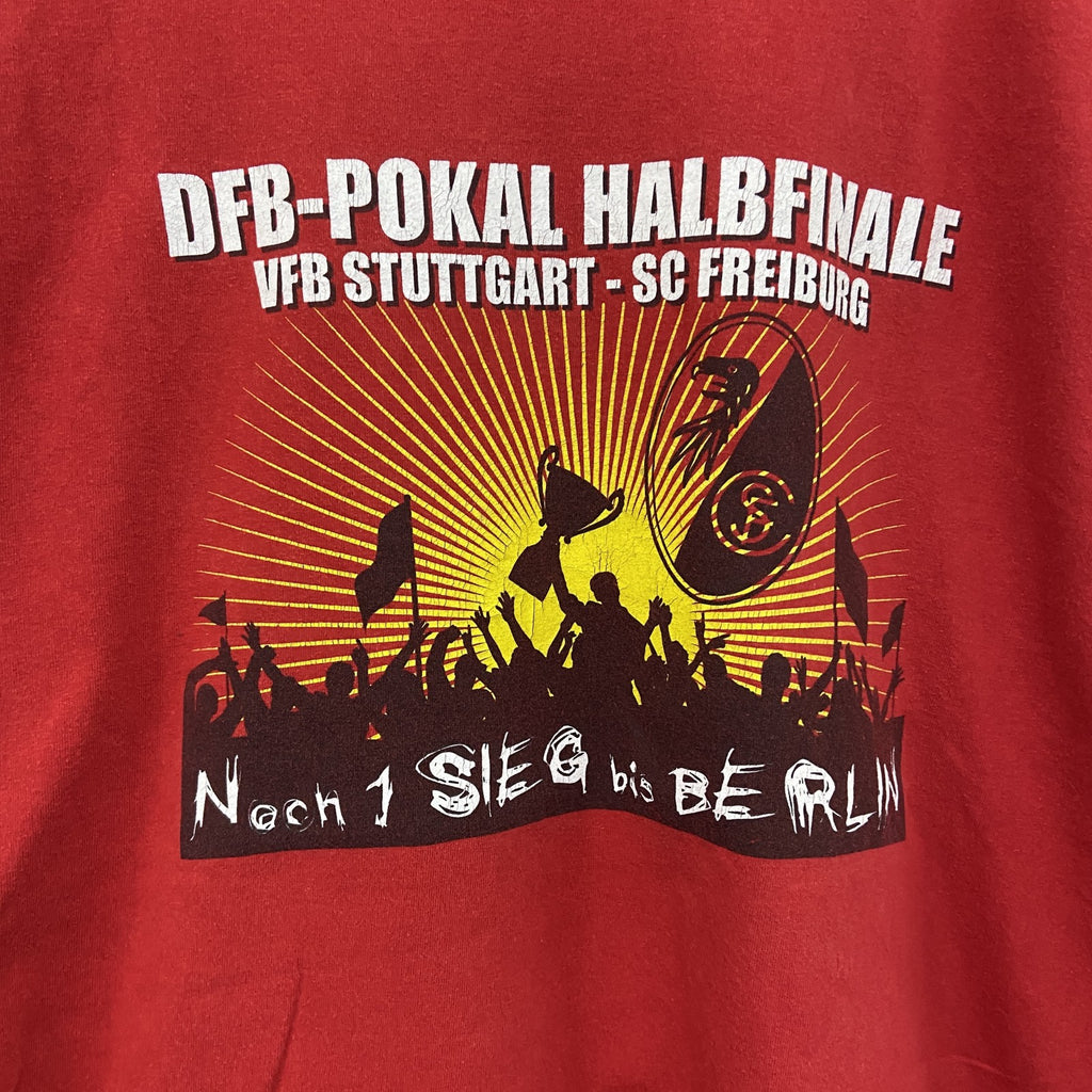 B&C　半袖プリントTシャツ　サッカー　赤　レッド　Mサイズ　古着