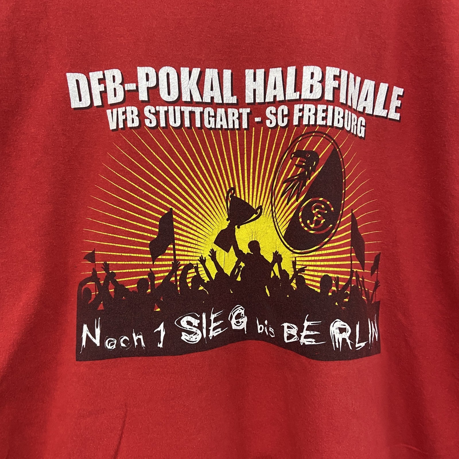 B&C　半袖プリントTシャツ　サッカー　赤　レッド　Mサイズ　古着