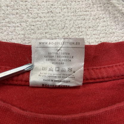 B&C　半袖プリントTシャツ　サッカー　赤　レッド　Mサイズ