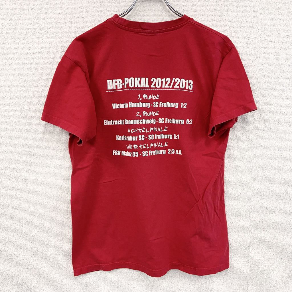 B&C　半袖プリントTシャツ　サッカー　赤　レッド　Mサイズ　古着