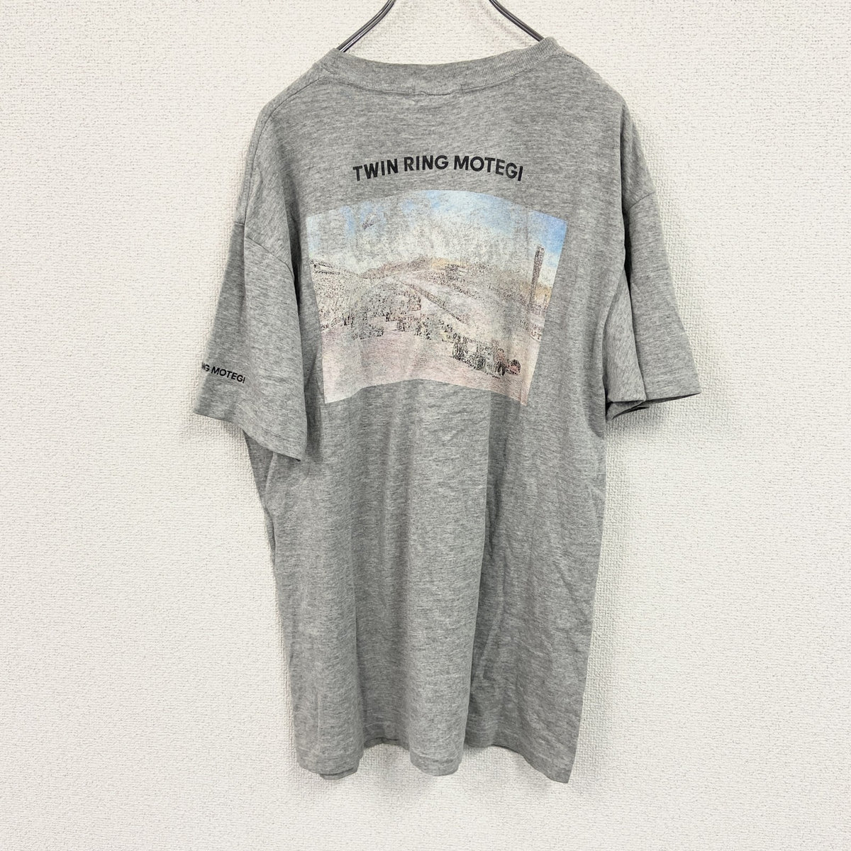 90s　anvil　アンビル　TWIN RING MOTEGI　半袖プリントTシャツ　F1　シングルステッチ　灰色　グレー　Lサイズ カットソー メンズ 古着