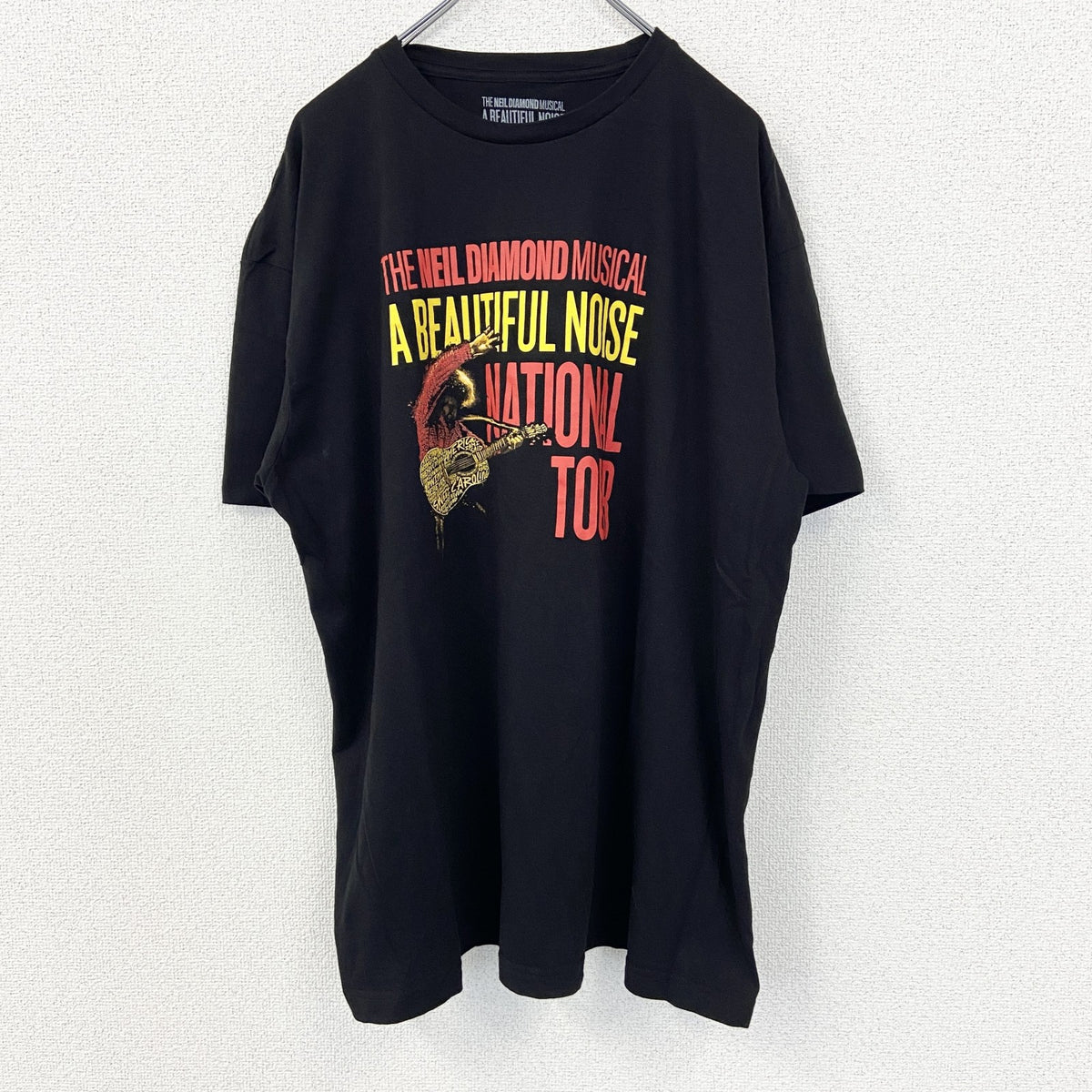 半袖音楽家プリントTシャツ　黒　ブラック　ニール ダイヤモンド　カジュアルデザイン　レトロ　クルーネック　XLサイズ　古着