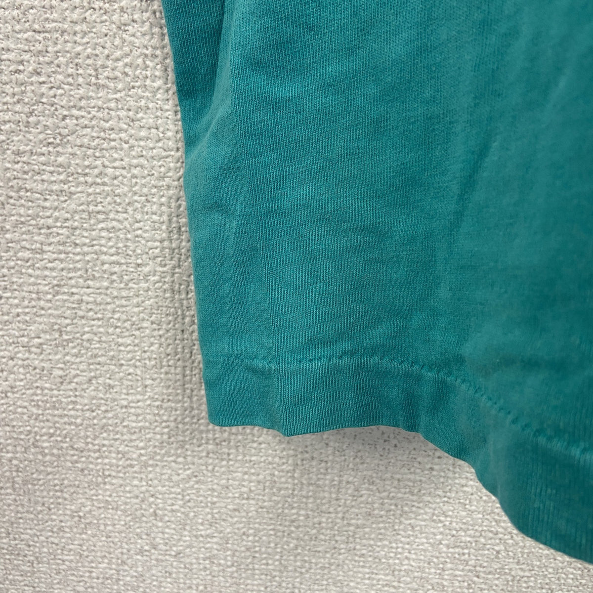 90s　FRUIT OF THE LOOM　フルーツオブザルーム　半袖プリントTシャツ　ピクトグラム　企業　エメラルドグリーン　XLサイズ カットソー メンズ コットン 古着