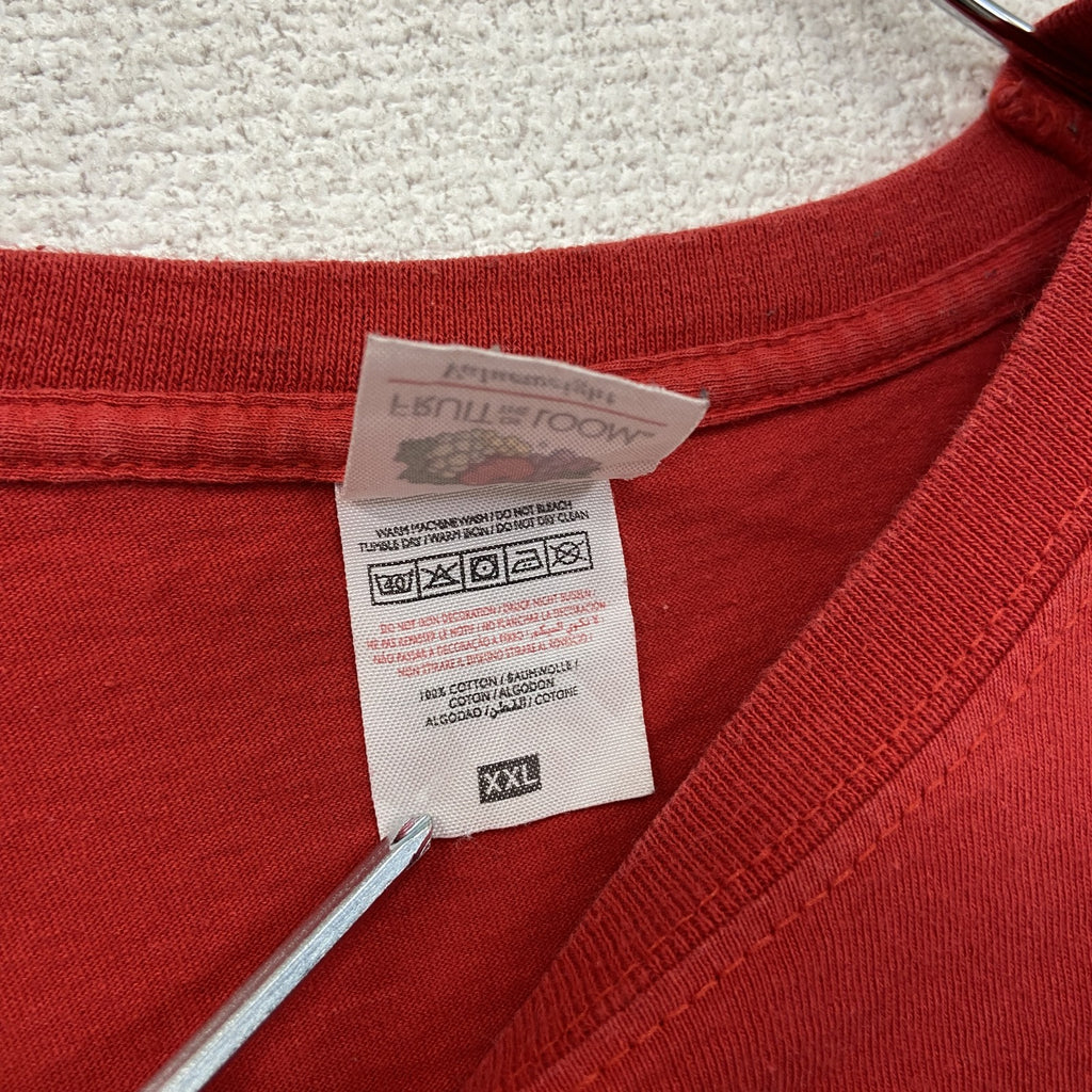 FRUIT OF THE LOOM　フルーツオブザルーム　半袖Tシャツ　スーベニアT　赤　レッド　2XLサイズ　古着