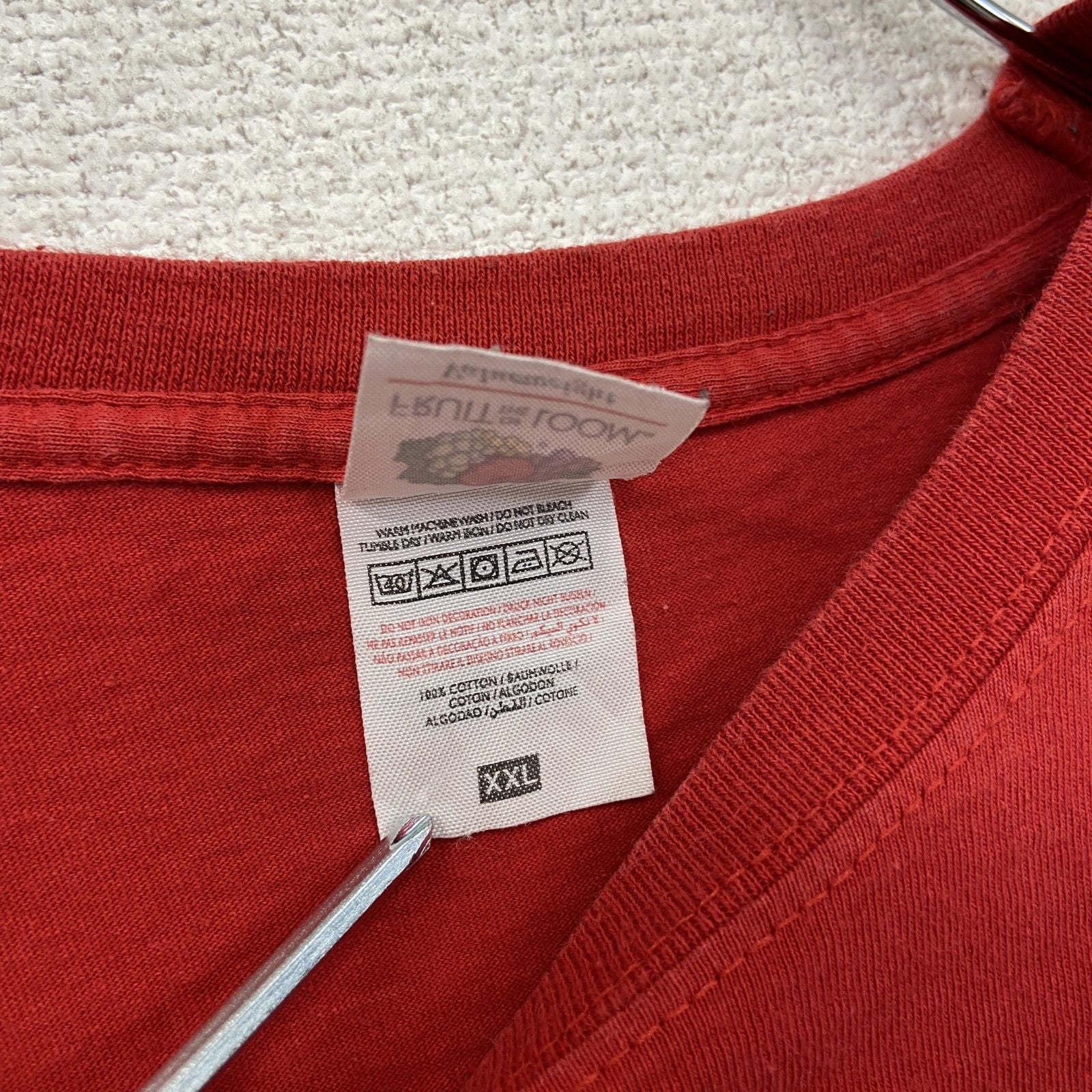 FRUIT OF THE LOOM　フルーツオブザルーム　半袖Tシャツ　スーベニアT　赤　レッド　2XLサイズ　古着