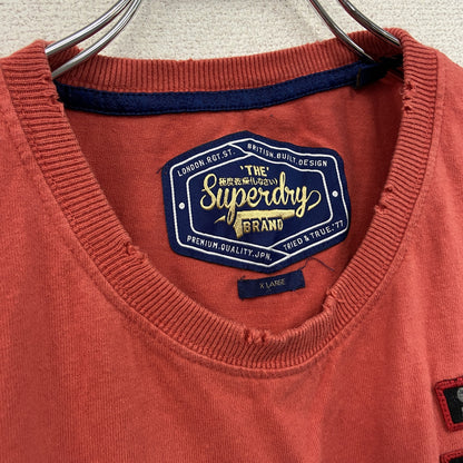 Superdry　極度乾燥　半袖プリントTシャツ　デカロゴ　鷹　赤　レッド　XLサイズ