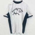 半袖プリントリンガーTシャツ　サッカー　2006　ドイツ　白　ホワイト　黒　ブラック　Mサイズ　古着