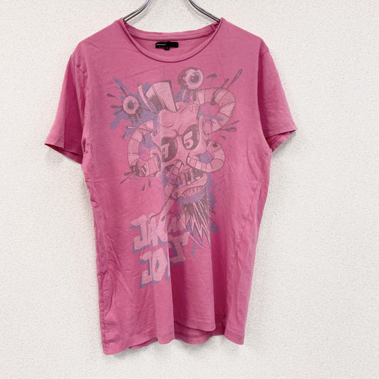 JACK&JONES　ジャックアンドジョーンズ　半袖プリントTシャツ　ドクロ　ピンク　XLサイズ