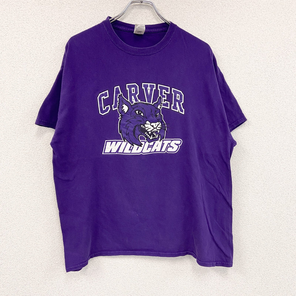 GILDAN　ギルダン　半袖プリントTシャツ　WILDCATS　ワイルドキャッツ　紫　パープル　XLサイズ　古着