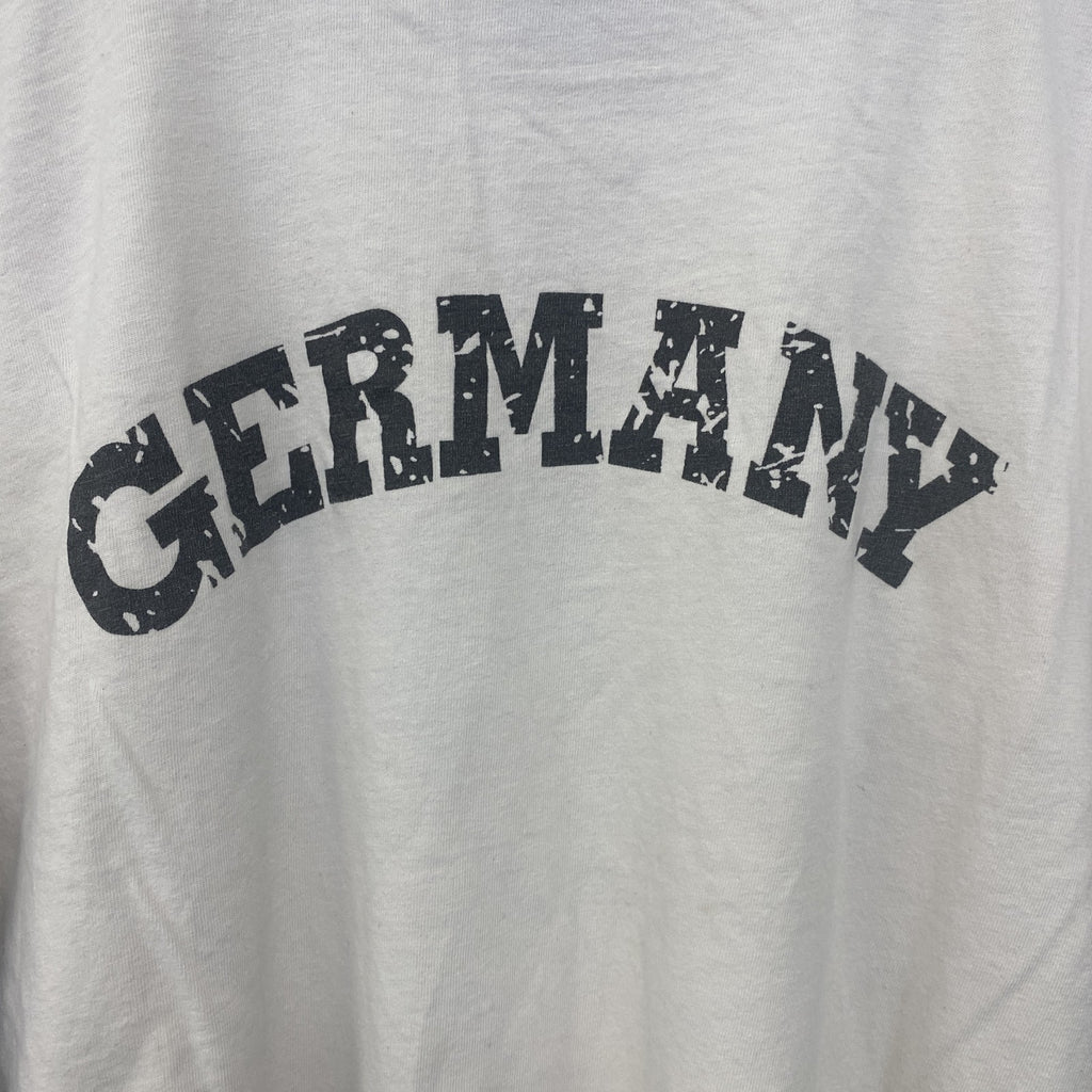 半袖プリントリンガーTシャツ　サッカー　2006　ドイツ　白　ホワイト　黒　ブラック　Mサイズ　古着
