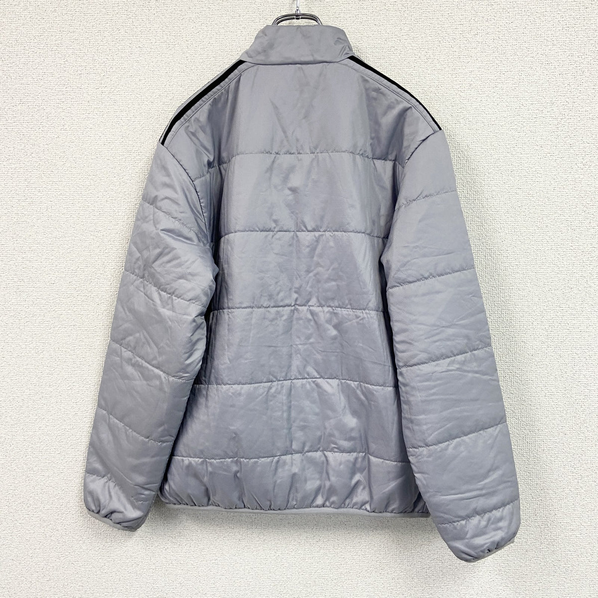 00s　adidas　アディダス　フルジップ中綿ジャケット　灰色　グレー　Mサイズ ダウン ダウンアウター メンズ 古着