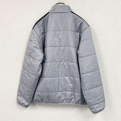 00s　adidas　アディダス　フルジップ中綿ジャケット　灰色　グレー　Mサイズ ダウン ダウンアウター メンズ 古着