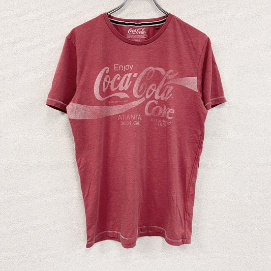Coca’Cola　コカ・コーラ　半袖Tシャツ　シングルステッチ　企業ロゴ　デカロゴ　フェード　赤　レッド　Lサイズ