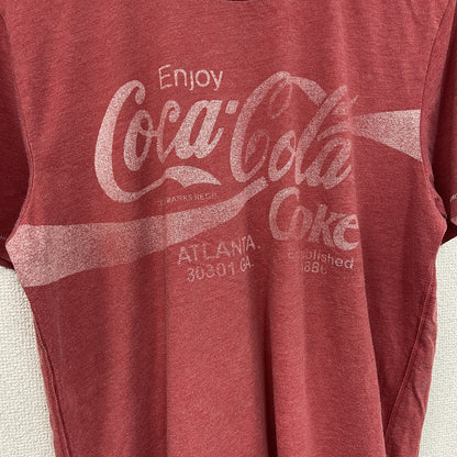 Coca’Cola　コカ・コーラ　半袖Tシャツ　シングルステッチ　企業ロゴ　デカロゴ　フェード　赤　レッド　Lサイズ