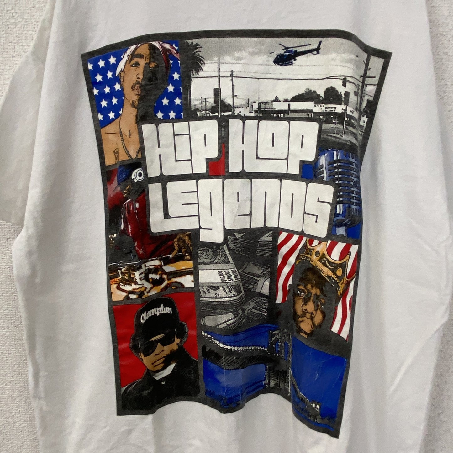 古着 used　GILDAN ギルダン　半袖HIPHOPプリントTシャツ　白　クルーネック　グランドセフトオート　XLサイズ