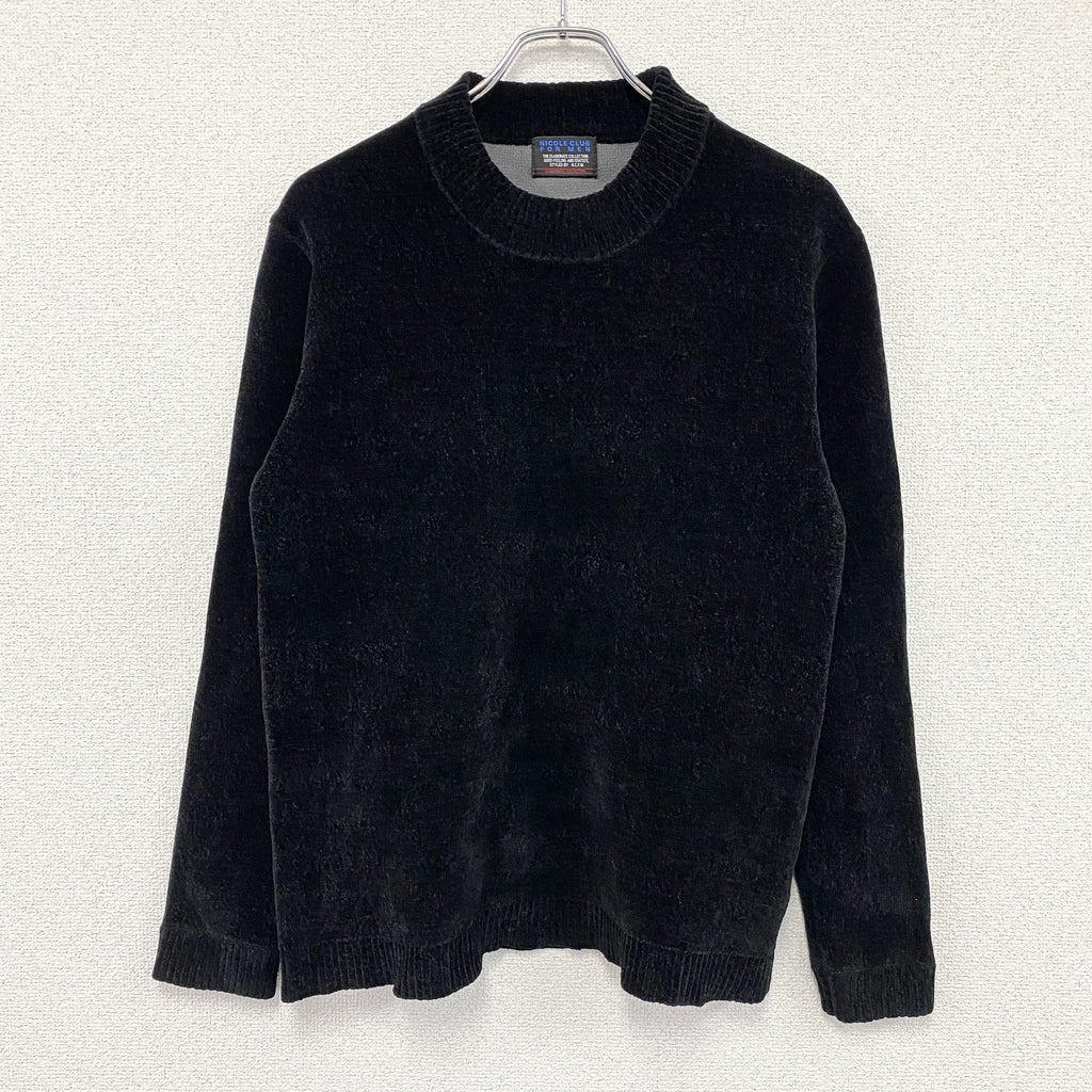 NICOLE CLUB FOR MEN　ニコルクラブフォーメン　モールニットセーター　黒　ブラック　46サイズ　古着