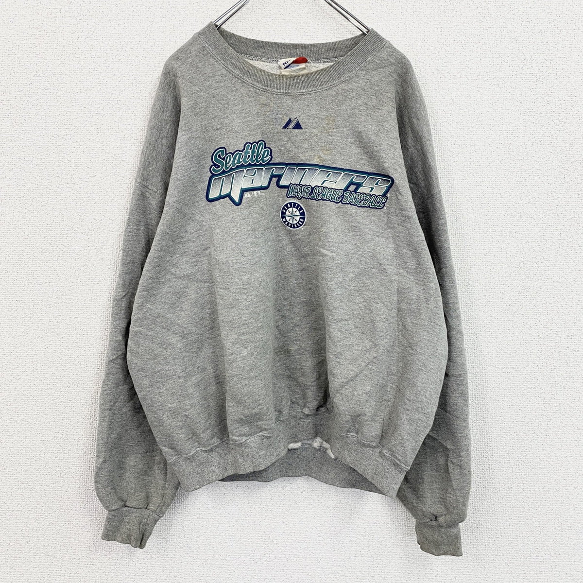 90s～　Majestic　マジェスティック　MLB　シアトル・マリナーズ　スウェット/トレーナー　グレー　灰色　XLサイズ　　ヴィンテージ　古着