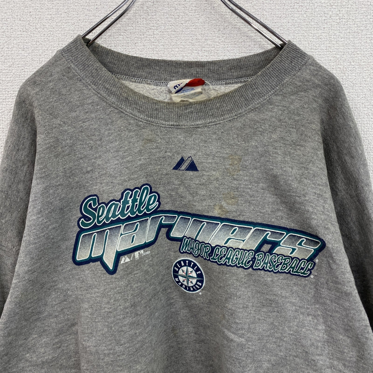 90s～　Majestic　マジェスティック　MLB　シアトル・マリナーズ　スウェット/トレーナー　グレー　灰色　XLサイズ　　ヴィンテージ　古着