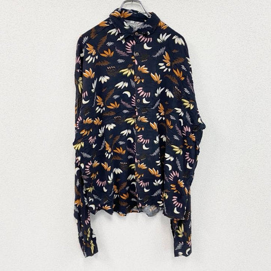 CARDCHE　長袖総柄デザインシャツ　マルチカラー　黒　ブラック　XLサイズ