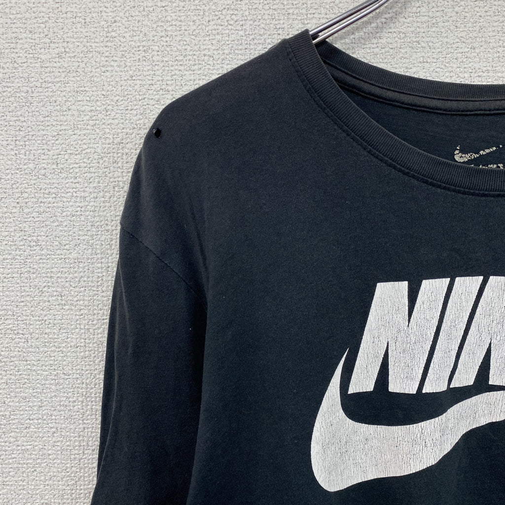 NIKE　ナイキ　長袖Tシャツ/ロンT　フェード　スウッシュ　デカロゴ　黒　ブラック　Lサイズ　古着