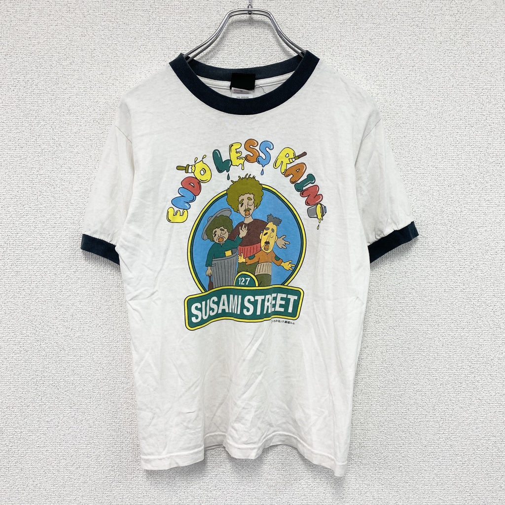 anvil　氣志團　SUSAMI STREET　半袖プリントTシャツ　リンガーT　白　ホワイト　Lサイズ　古着