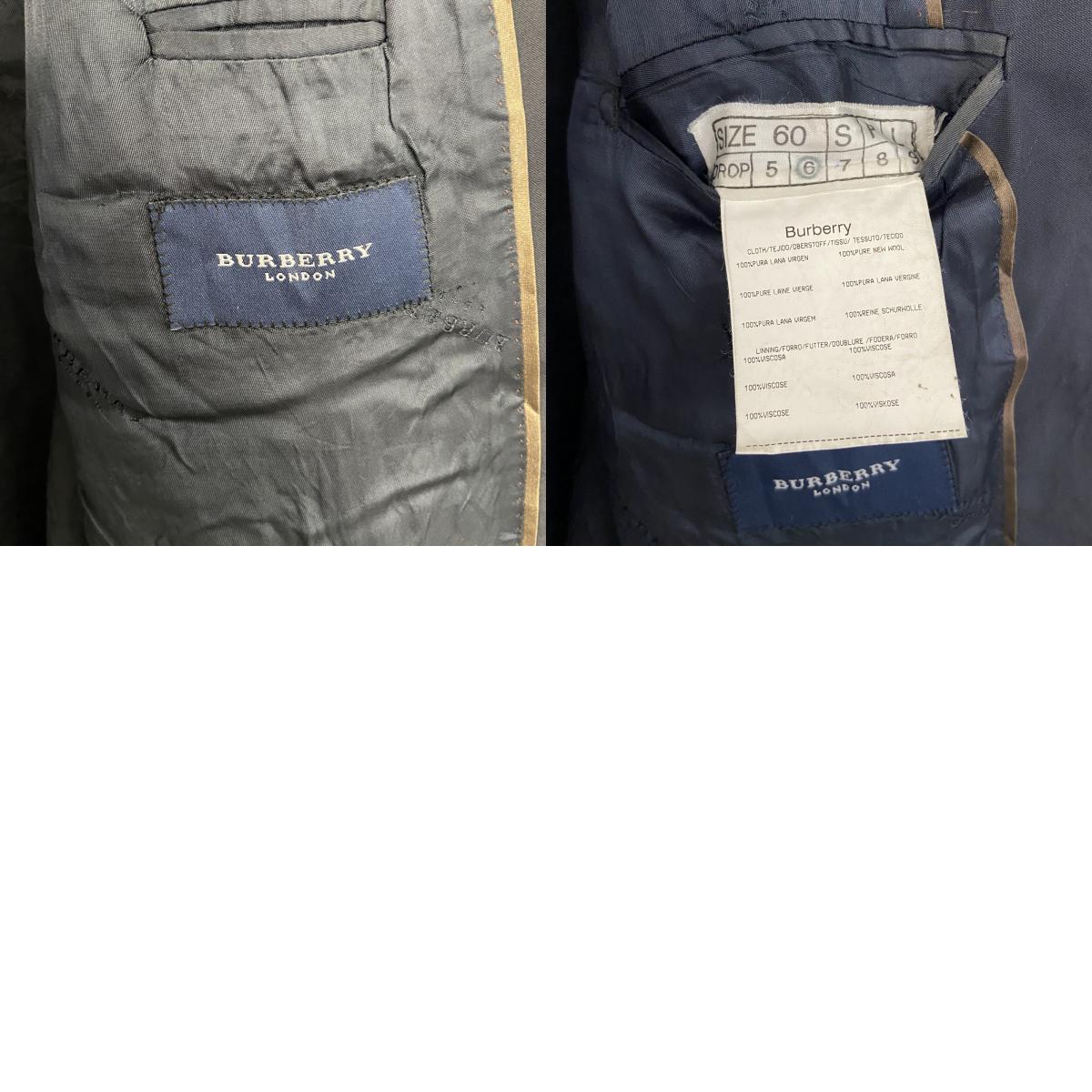 BURBERRY LONDON　バーバリーロンドン　テーラードジャケット　ブレザー　紺　ネイビー　60サイズ　古着
