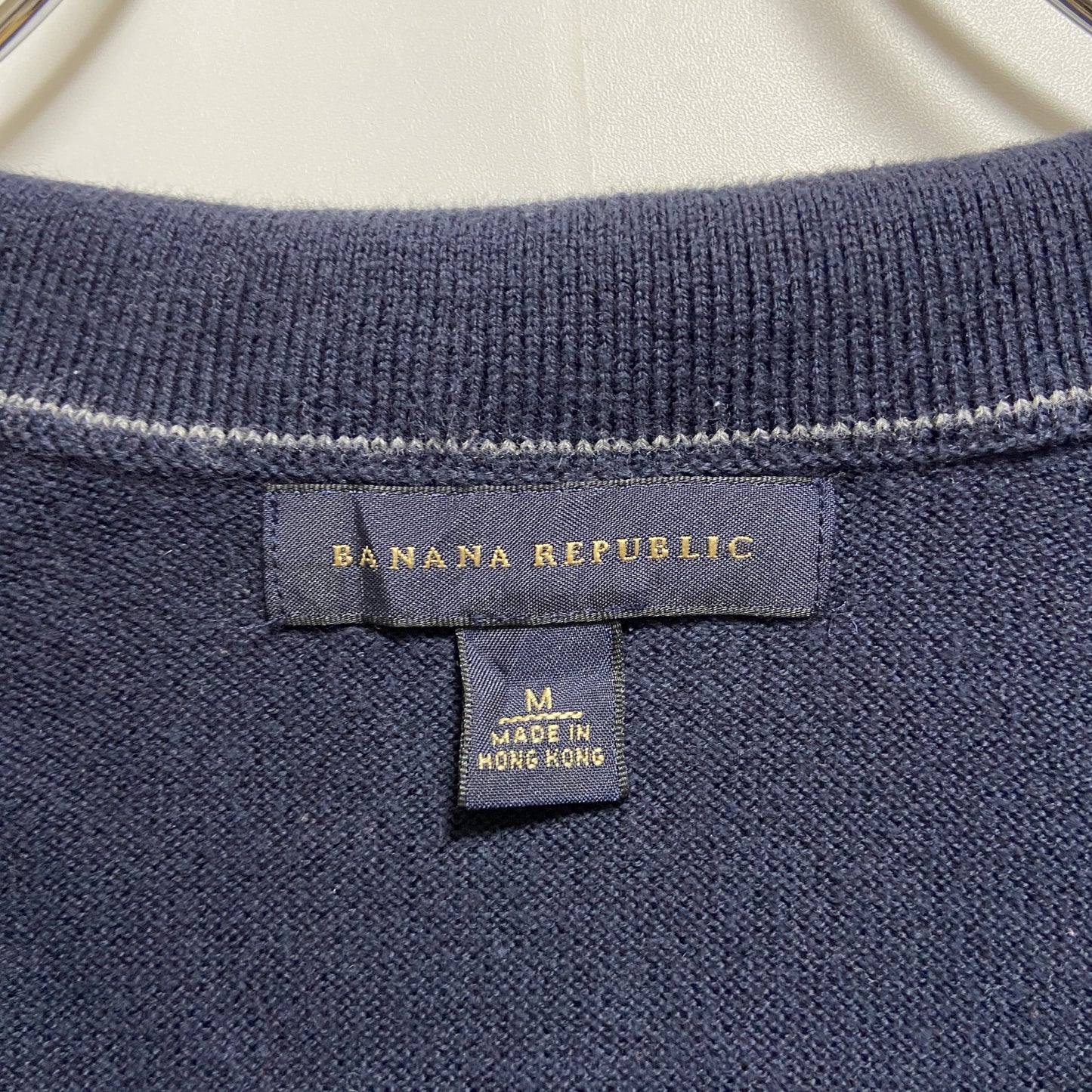 古着 used　BANANAREPUBLIC　バナナリパブリック　長袖無地スキッパーニット　セーター　ネイビー　秋冬服　Mサイズ