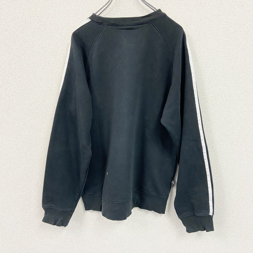00s　adidas　アディダス　スウェット/トレーナー　フロントロゴ　黒　ブラック　Lサイズ スウェットトップス メンズ コットン 古着